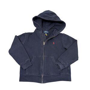 Polo Ralph Lauren Unisex Kids Navy Blue Full Zip Hooded Sweatshirt Size 6 120/60